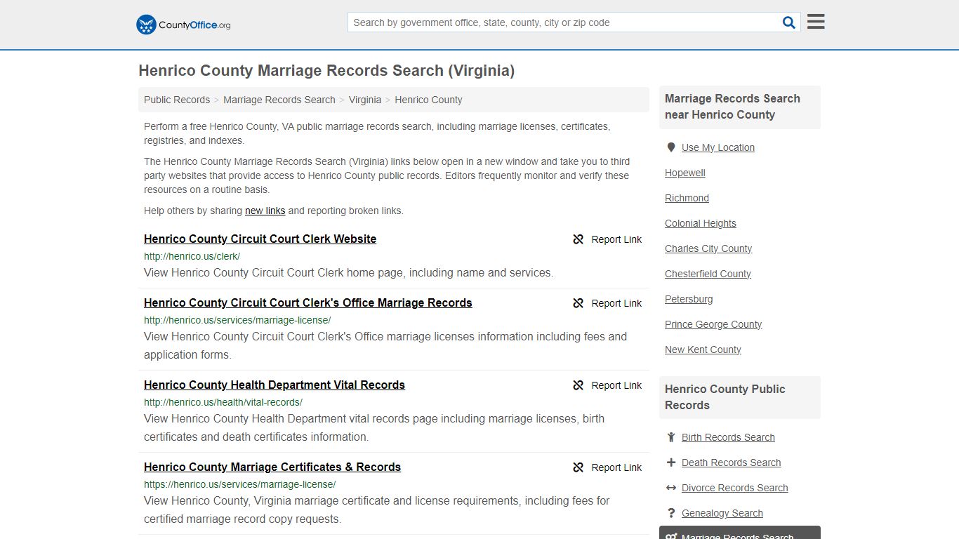 Henrico County Marriage Records Search (Virginia) - County Office