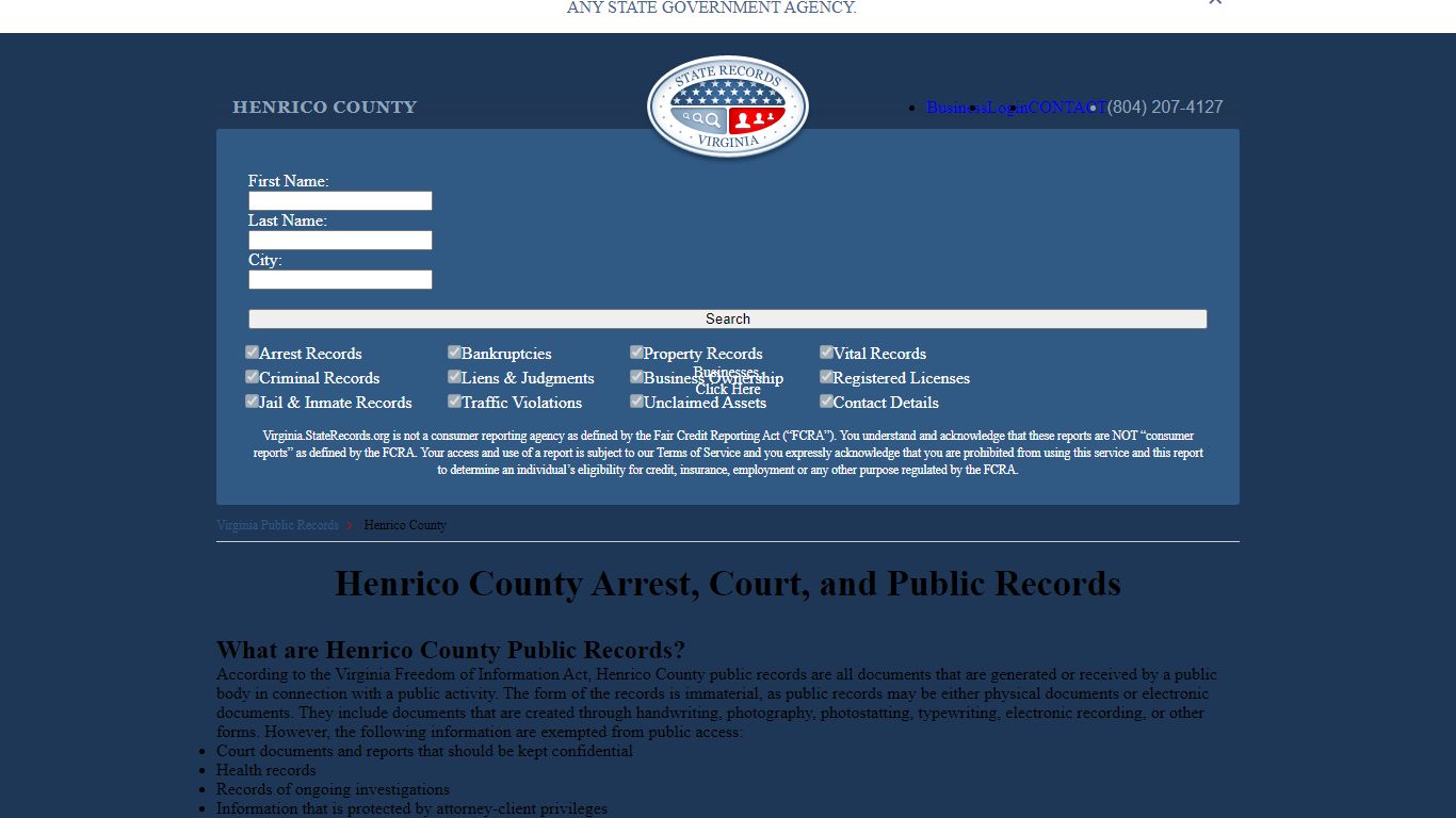 Henrico County Arrest, Court, and Public Records