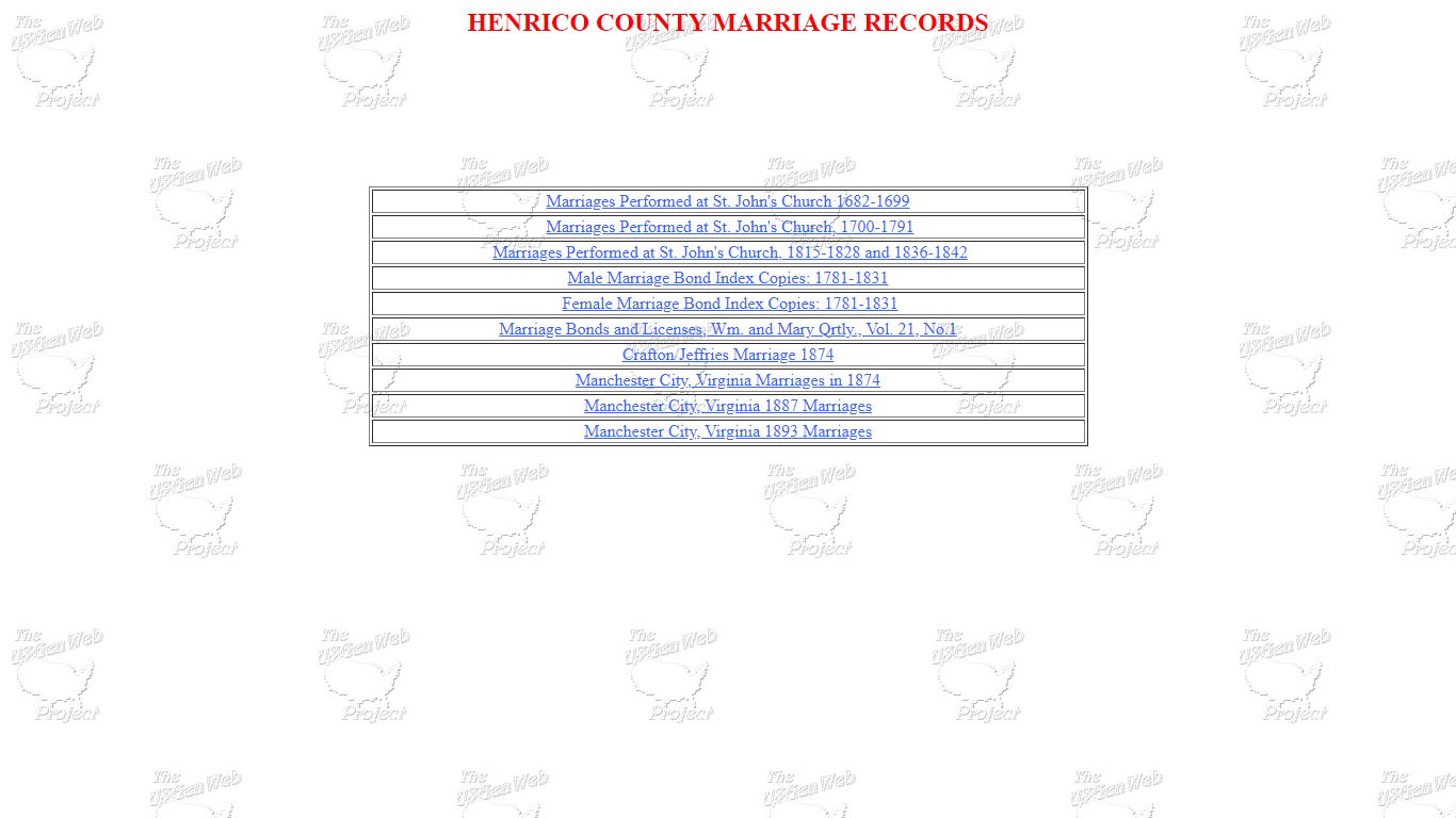 HENRICO COUNTY MARRIAGE RECORDS - VAGenWeb